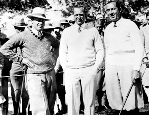 The Match of the Century: Bobby Jones, their Referee, and Walter Hagen. (Photo by AP)