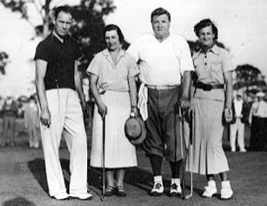 Babe Zaharias with Babe Ruth during golf event