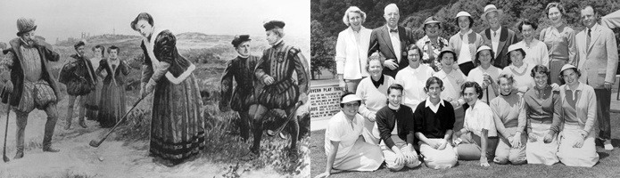 Image Sources: "Mary Queen of Scots Golfing" from National Library of Scotland & "Early LPGA Group Photo" South Dakota Sports Hall of Fame